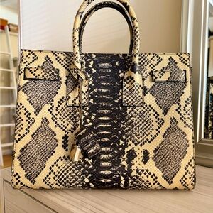 Rare Saint Laurent python embossed sac de jour in size small